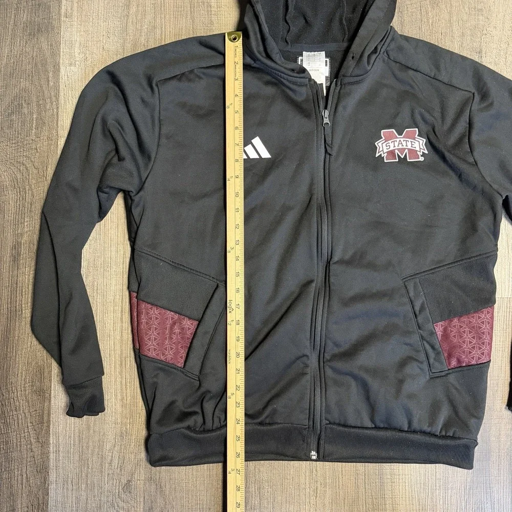 Adidas Mississippi State Bulldogs Player Issued Football Full Zip Hoodie Size L